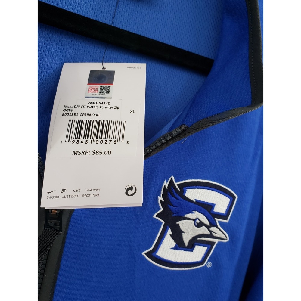 NEW MENS XL CREIGHTON BLUEJAYS NCAA mens quarter zip pullover Shirt basketball - Picture 3 of 5